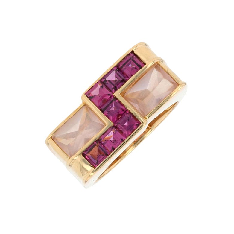 Bague tourmalines et quartz roses or jaune 9.55g Comme neuf -  reconditionné disponible sur Gemme Les Bijoux